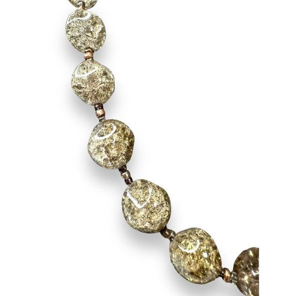 Gray Crackle Glass Beaded Necklace 19.25 “Copper Toggle - Picture 3 of 7